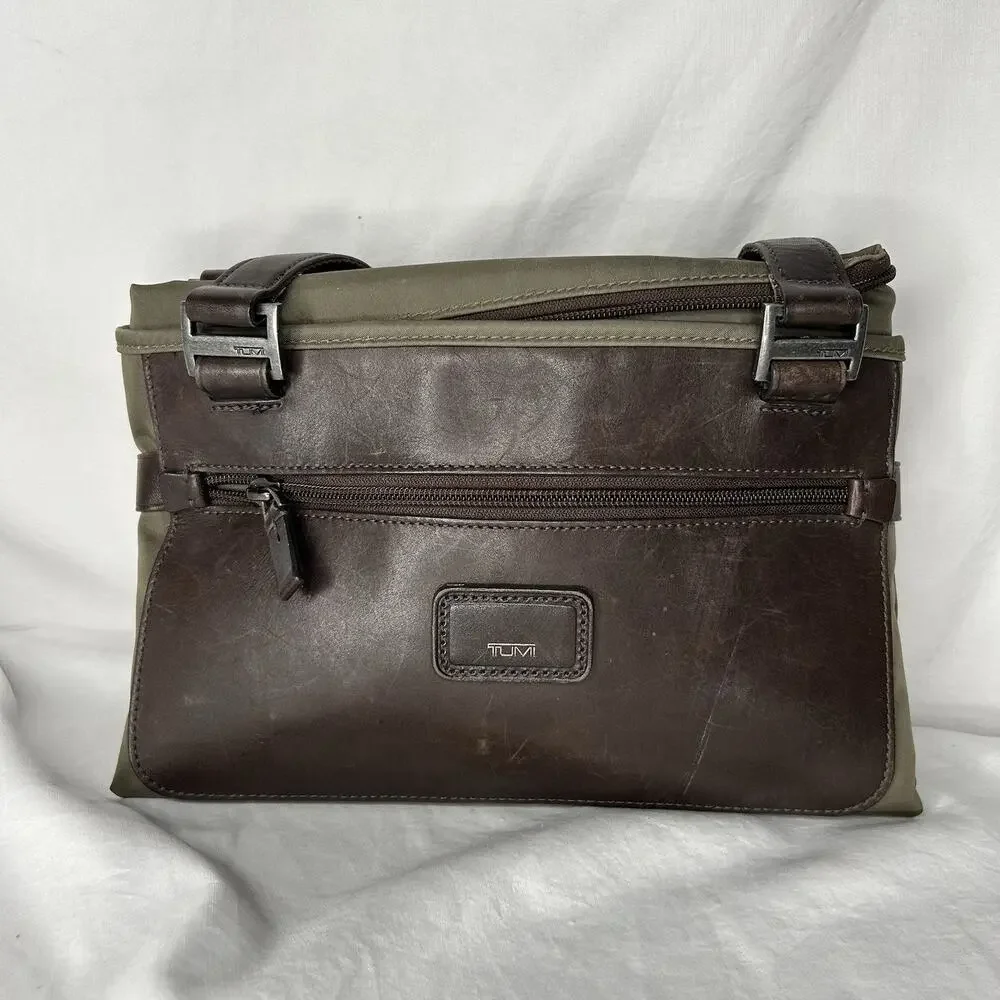 Tumi Pack-a-Way 100% Nylon Taupe Tote with Brown Leather Accents and Handles